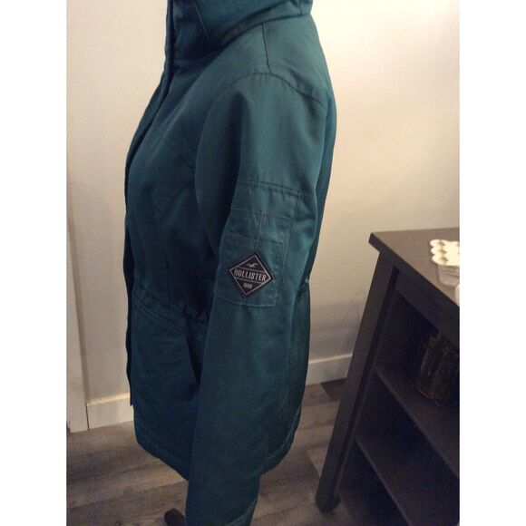 Hollister EUC Emerald Green All Weather jacket Sherpa Lined Small S - Picture 4 of 7